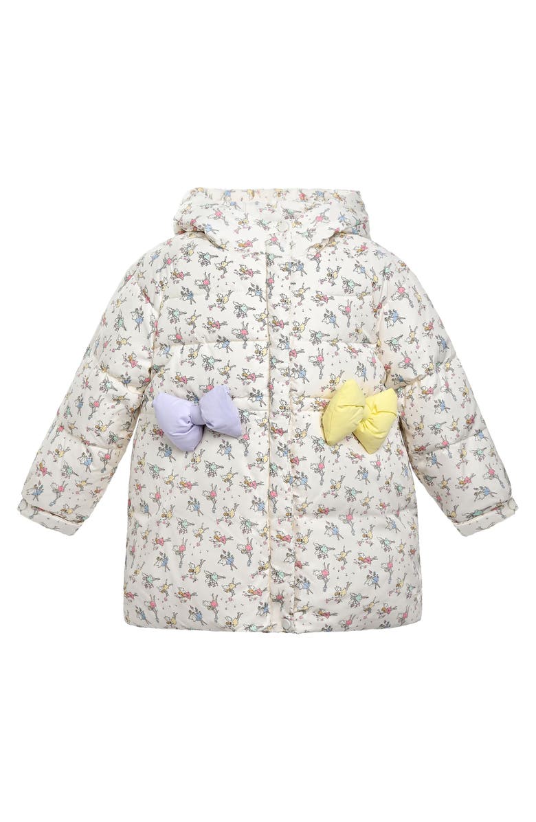 Mimi Tutu Floral Bow Hooded Coat, Main, color, Cream