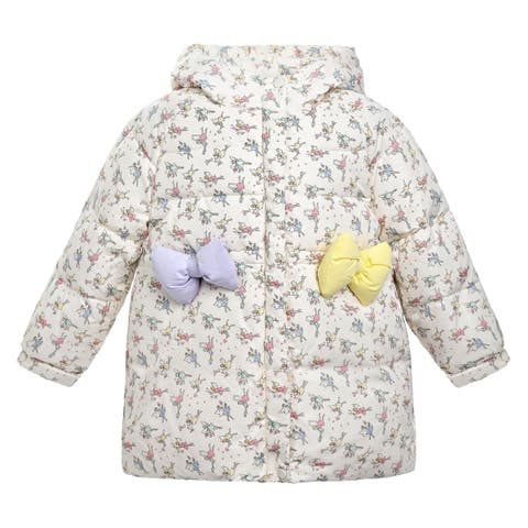 Floral Bow Hooded Coat (Toddler & Little Kid)