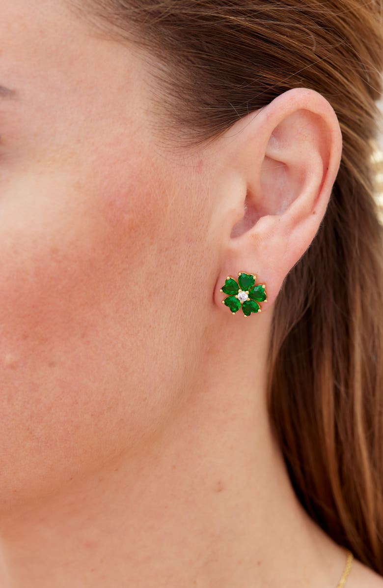 SAVVY CIE JEWELS 18K Gold Plated Cubic Zirconia Flower Stud Earrings, Alternate, color, Yellow