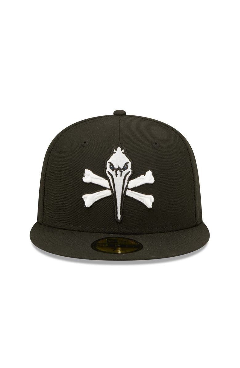 New Era Men's New Era Black Myrtle Beach Pelicans Pirate Theme Night 59FIFTY Fitted Hat, Alternate, color, 