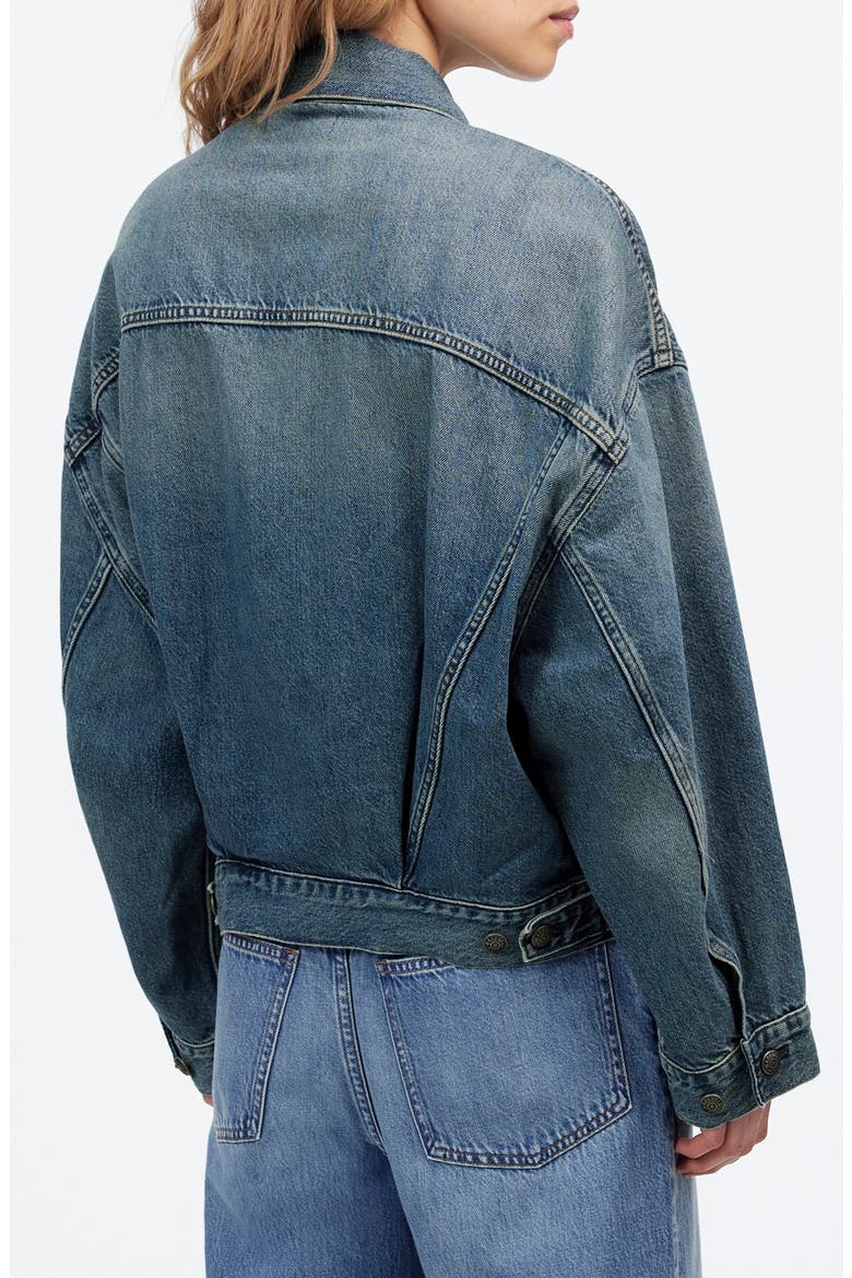 Crop Relaxed Denim Trucker Jacket, Alternate, color, BILLINGS WASH