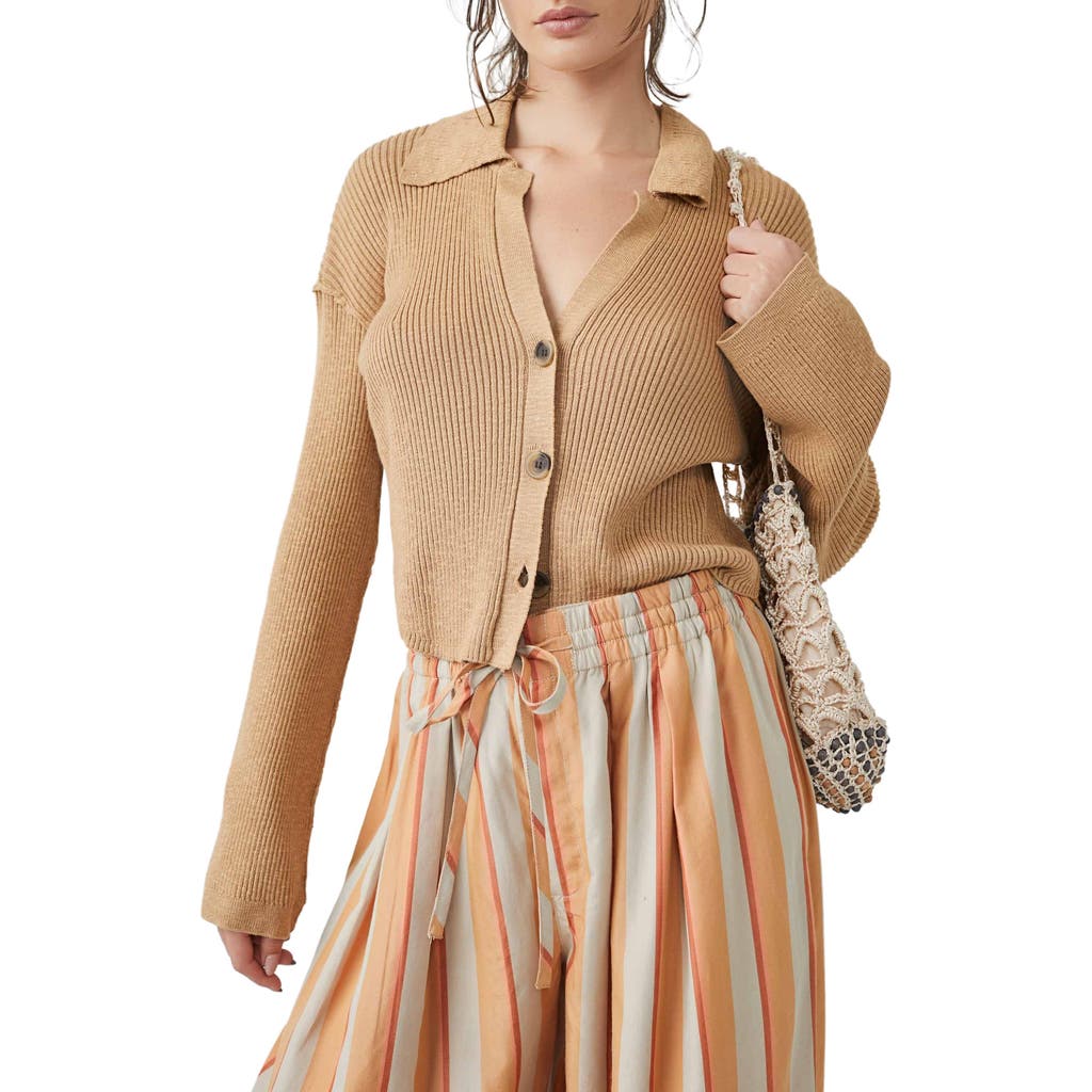 Free People Ella Button-up Sweater In Iced Coffee