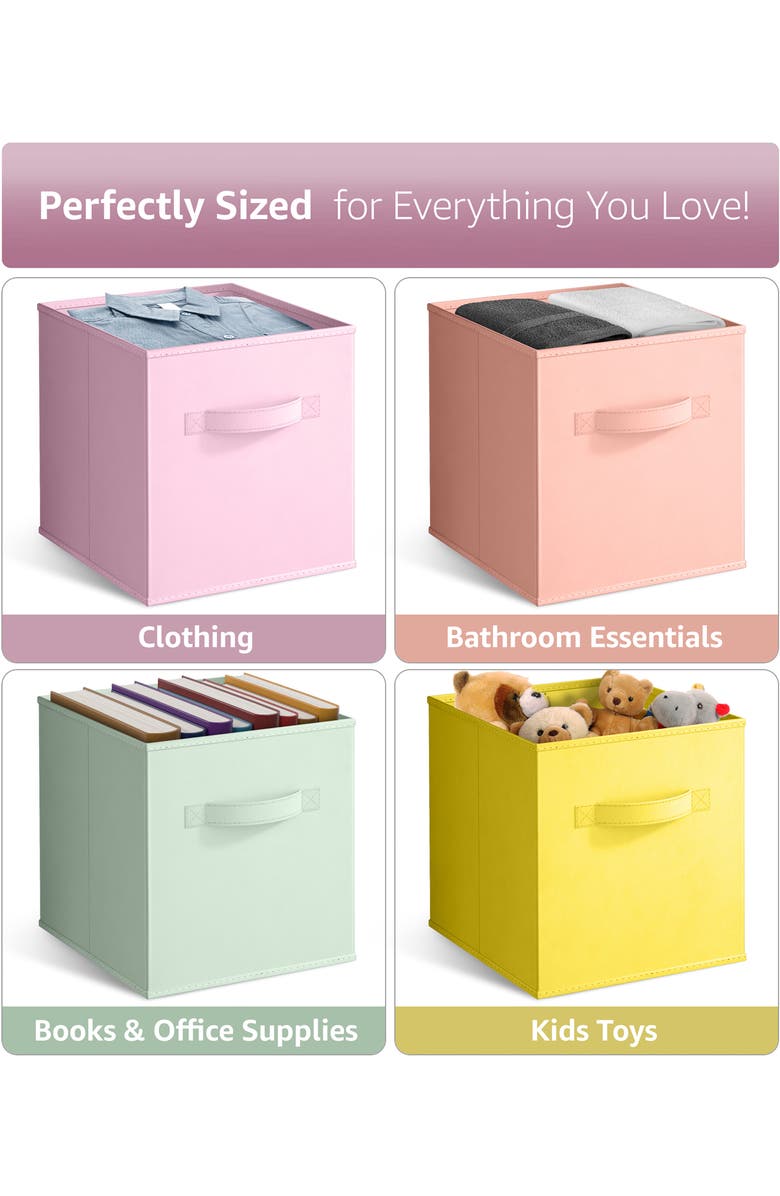 SORBUS 4-Pack Collapsible Storage Cubes, Alternate, color, Pastel Colors