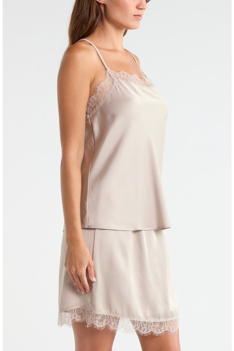 Scalloped Lace Trim Square Neck Satin Camisole, Alternate, color, BEIGE STRING