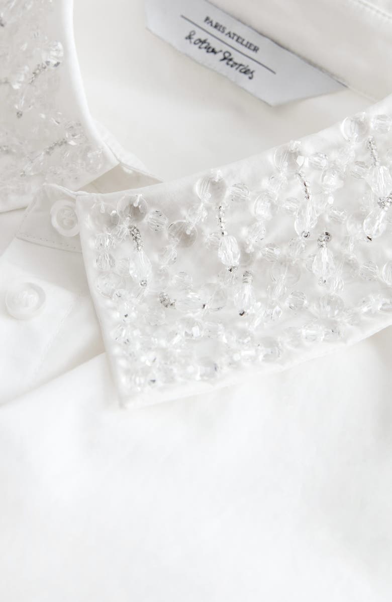 & Other Stories Beaded Collar Cotton Button-Up Shirt, Alternate, color, 