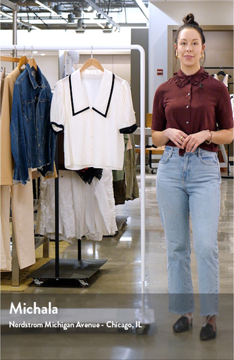 Sailor Puff Sleeve Silk Button-Up Shirt, sales video thumbnail