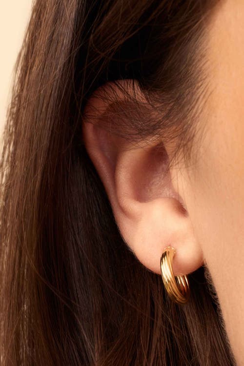 Oradina 18k Yellow Gold With A Twist Mini Hoops In Gold