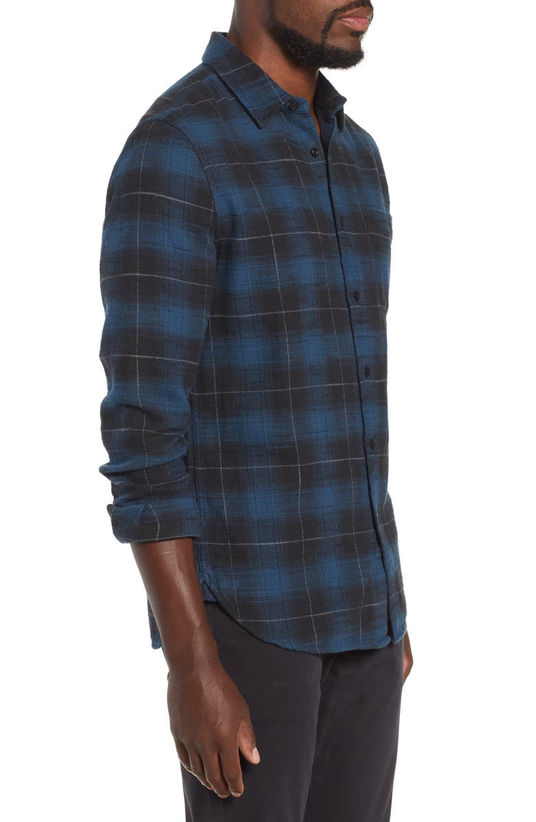 AG Colton Plaid Slim Fit Sport Shirt, Alternate, color, Black/Deep Abyss
