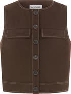 ALIGNE Summer Linen & Organic Cotton Blend Button-Up Crop Top