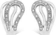 Haus of Brilliance Silver Pave- Diamond Accent Horseshoe Hoop Earring