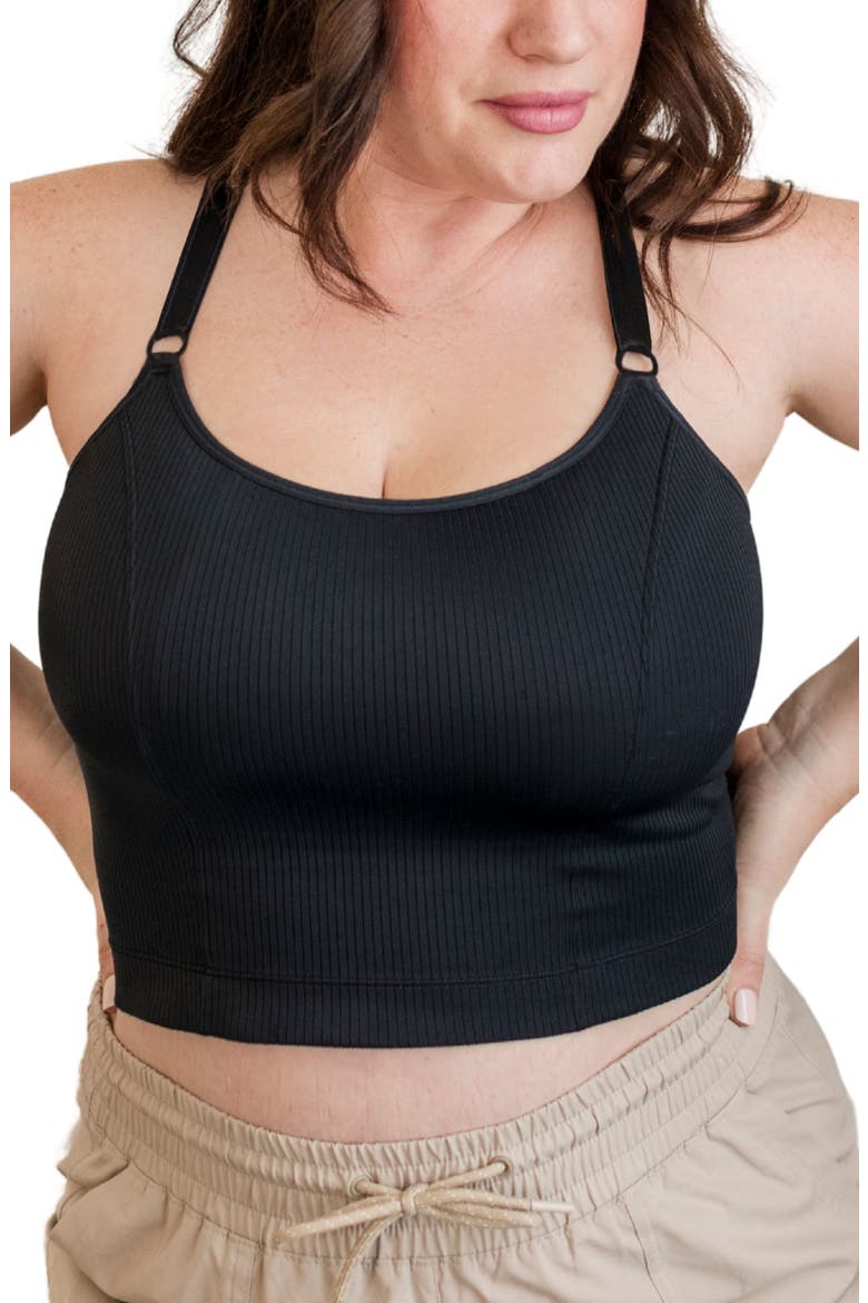 Busty Size - Ribbed 3 in 1 Amelia Pumping and Nursing Swimsuit Top, Main, color, Black