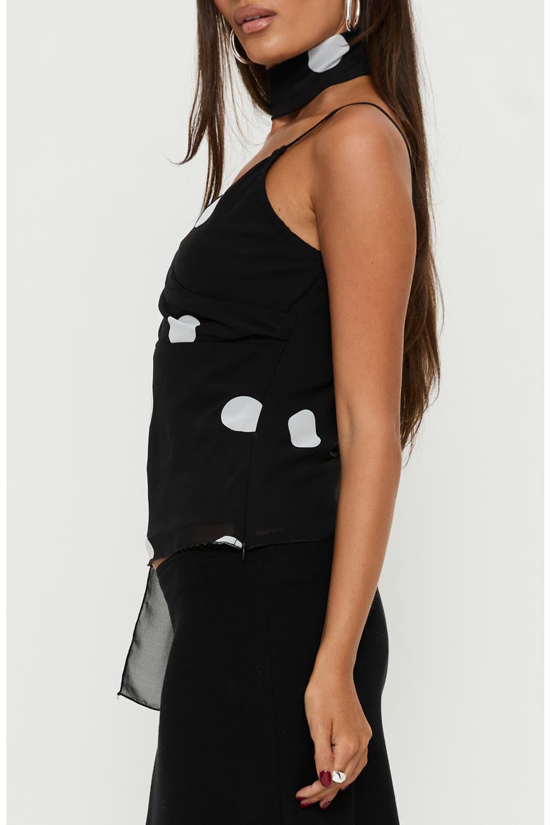 Jenae Polka Dot Camisole & Scarf, Alternate, color, BLACK / WHITE POLKA