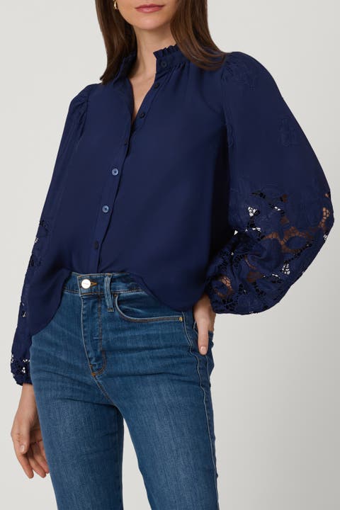 Eyelet Crepe de Chine Ingrid Top