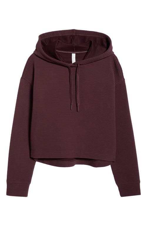 Zella Ottoman Cotton Blend Ribbed Hoodie In Burgundy