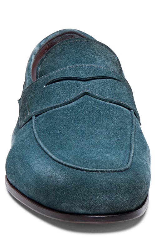 Santoni Goodyear Man Loafers Slate Blue Size 12.5 Leather In Green-v46