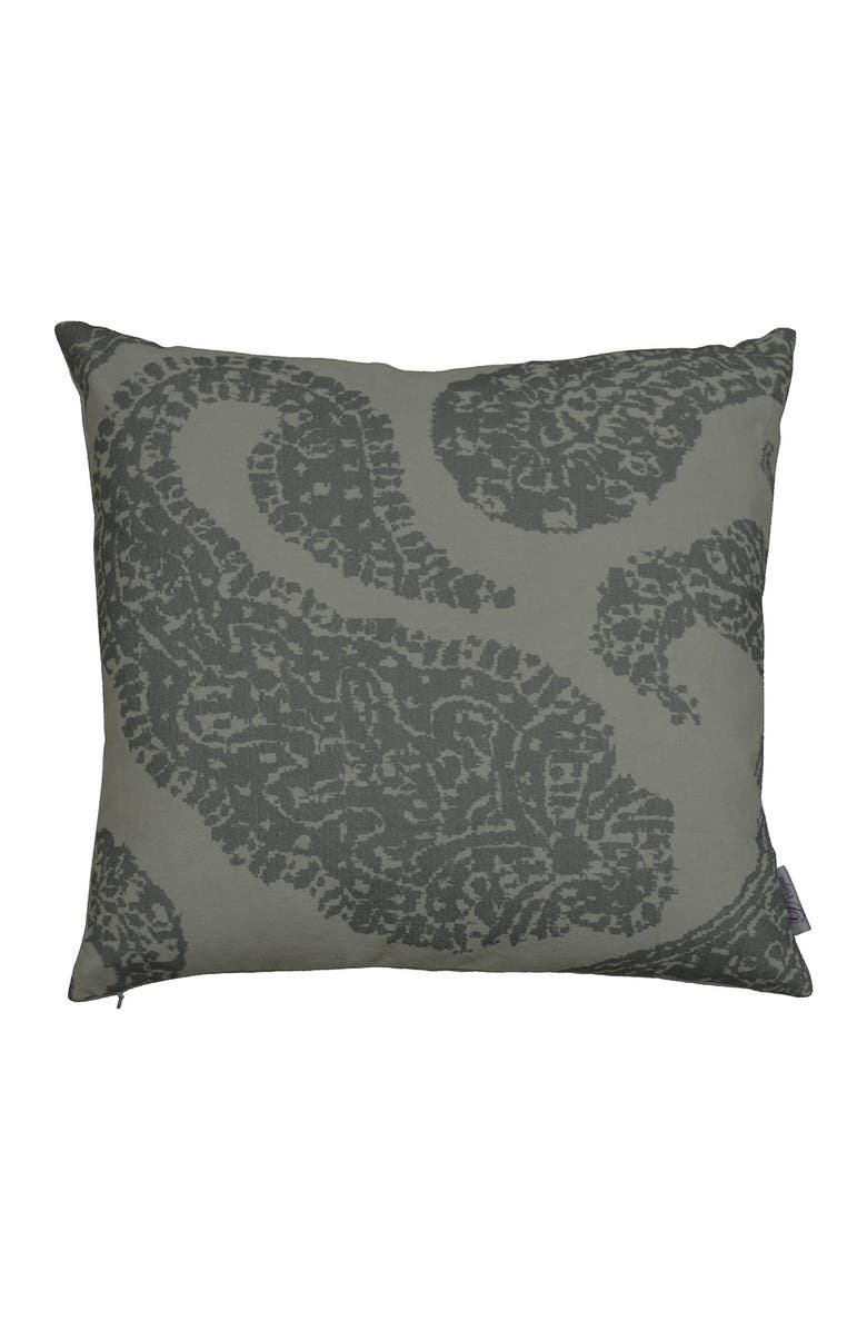 DIVINE HOME Gray Overscale Paisley Throw Pillow - 20"x20", Main, color, 