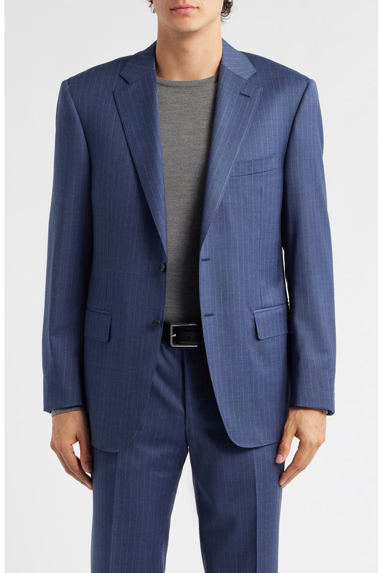 Siena Regular Fit Pinstripe Blue Wool Suit, Alternate, color, MEDIUM BLUE