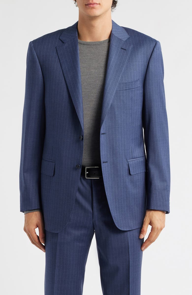 Canali Siena Regular Fit Pinstripe Blue Wool Suit, Alternate, color, Medium Blue