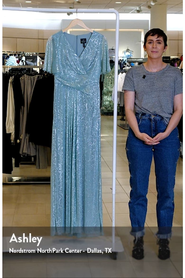 Metallic Mesh Drape A-Line Gown video