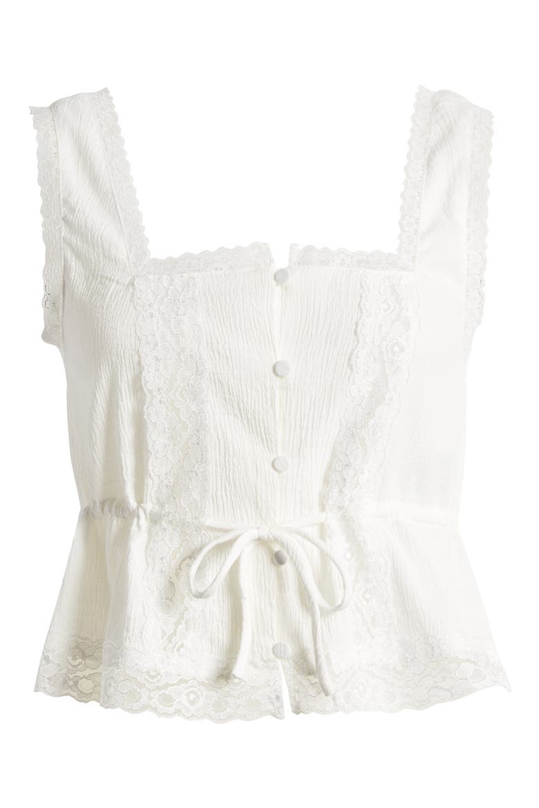 Emily Lace Tie Waist Crop Tank, Alternate, color, SNOW WHITE