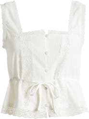 SOMETHING NEW Emily Lace Tie Waist Crop Tank