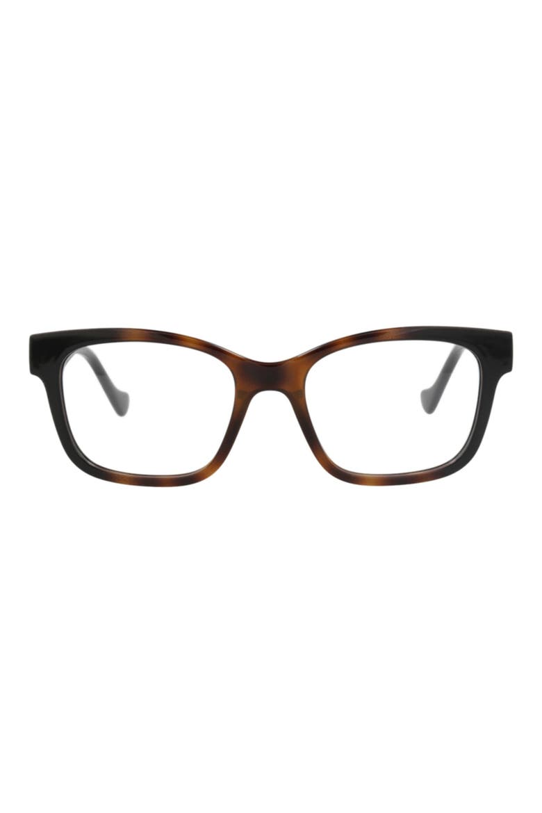 51mm Square Optical Glasses, Main, color, HAVANA BLACK TRANSPARENT