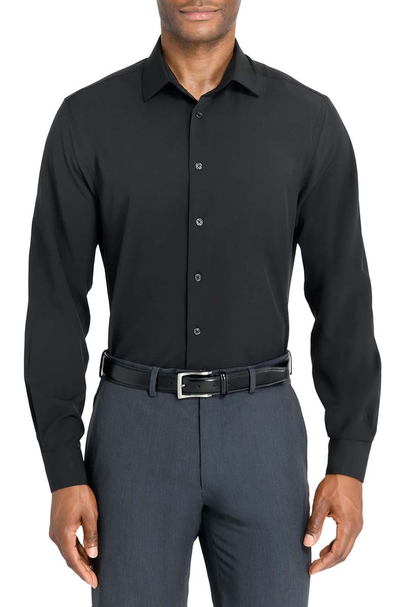 W.R.K Slim Fit Solid Black Performance Dress Shirt, Main, color, Black