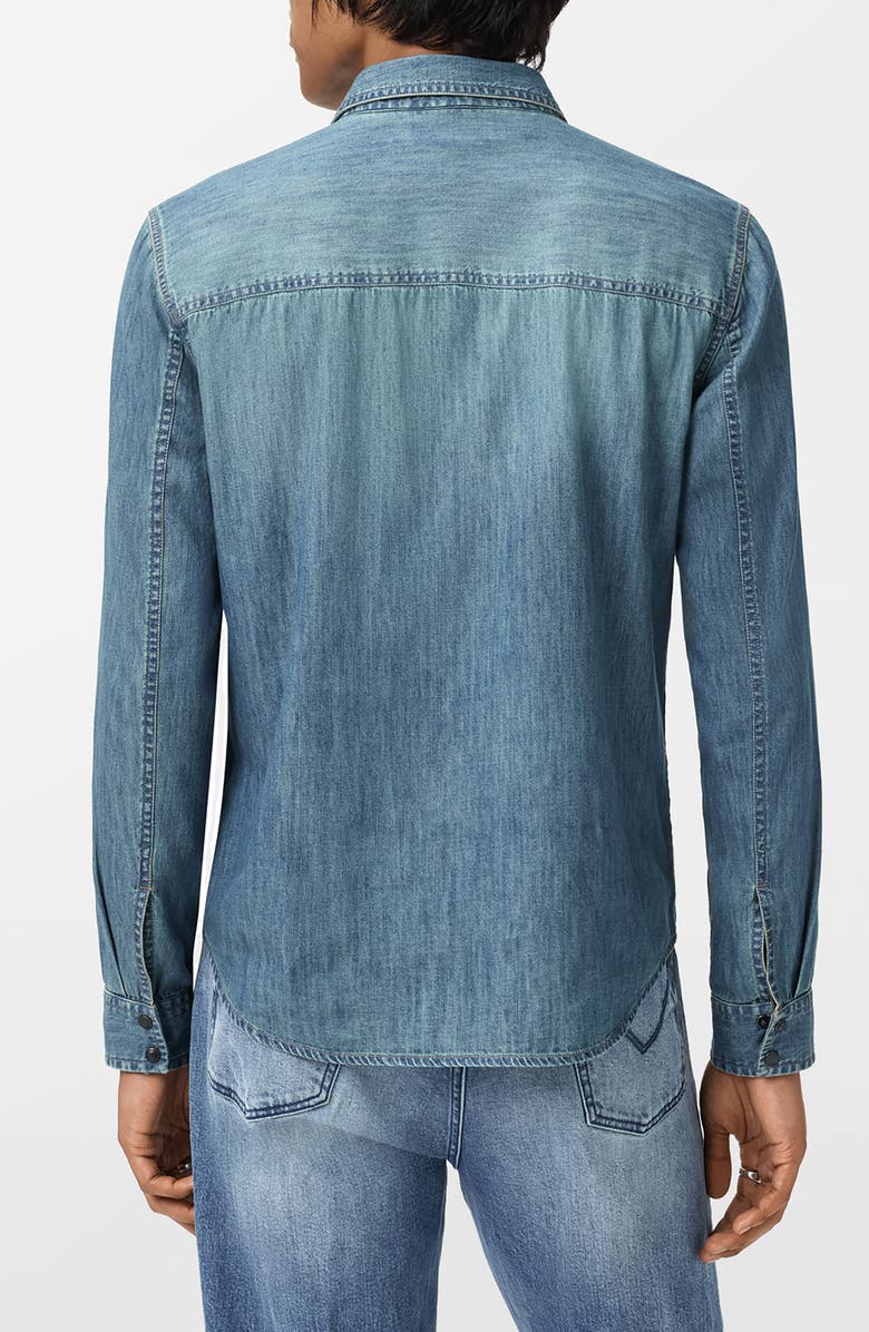John Varvatos Otto Denim Snap-Up Western Shirt, Alternate, color, Aged Blue
