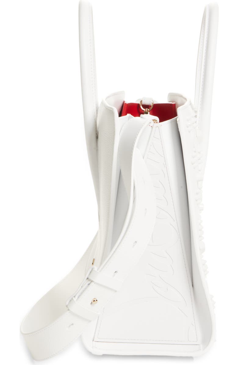 Christian Louboutin Medium Paloma Studded Leather Satchel, Alternate, color, Bianco/ Bianco