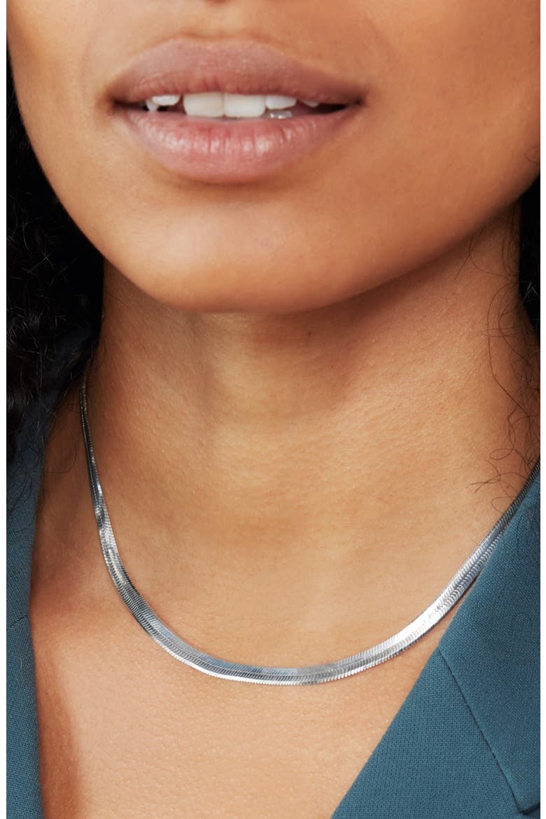 Bold Herringbone Chain Necklace, Alternate, color, Sterling Silver