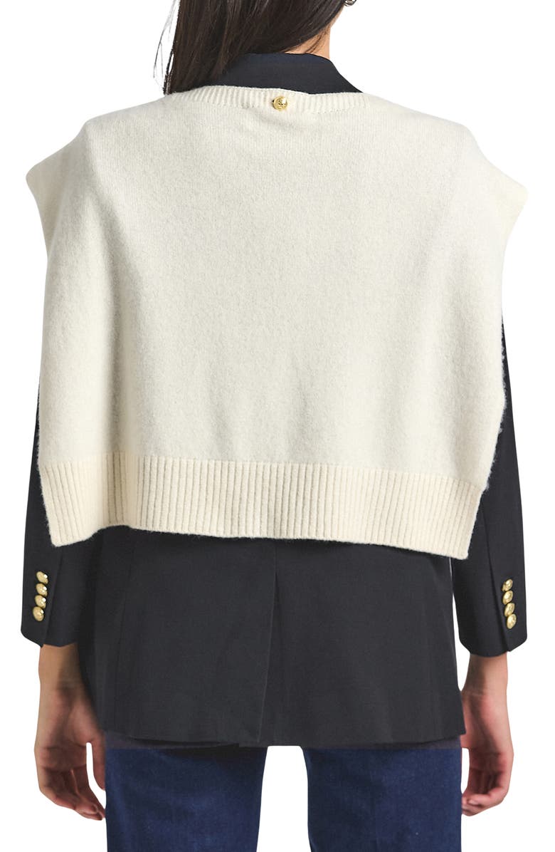 Derek Lam 10 Crosby Walter Cotton Blend Double Breasted Jacket with Shrug, Alternate, color, Black/ Chalk
