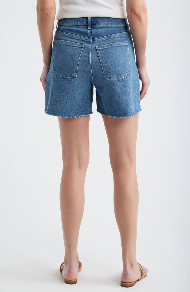 SPANX<sup>®</sup> High Waist Raw Hem Denim Cutoff Shorts, Alternate, color, Elysian