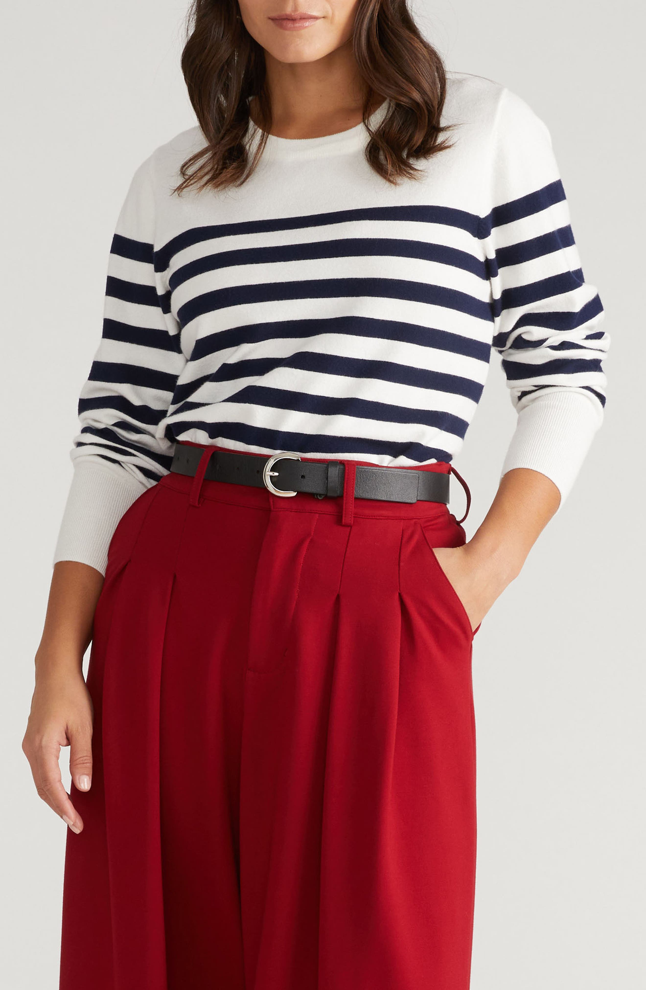 CREAM/ NAVY STRIPE