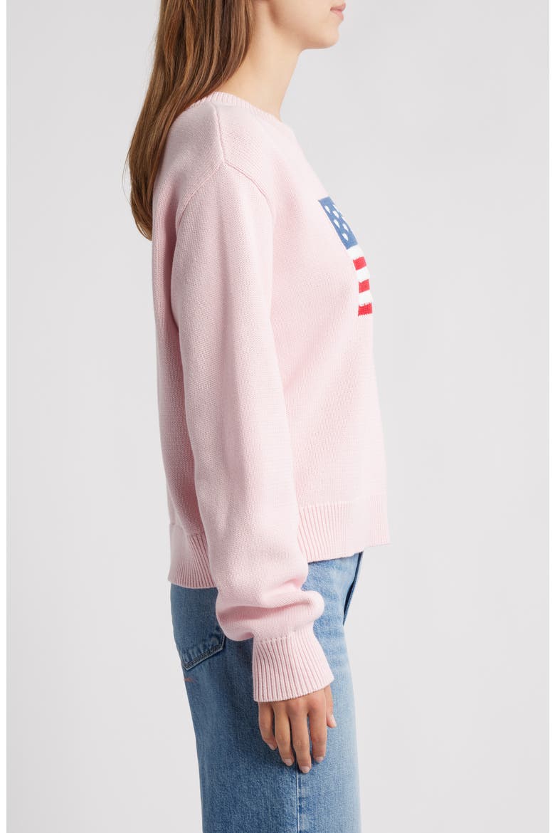 Ty Intarsia Flag Cotton Crewneck Sweater, Alternate, color, BLUSHING LIBERTY