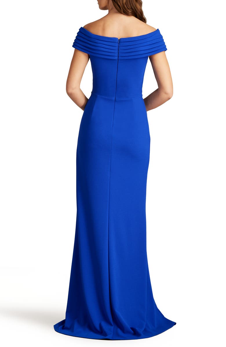 Tadashi Shoji Floral Detail Off the Shoulder Crepe Gown, Alternate, color, 