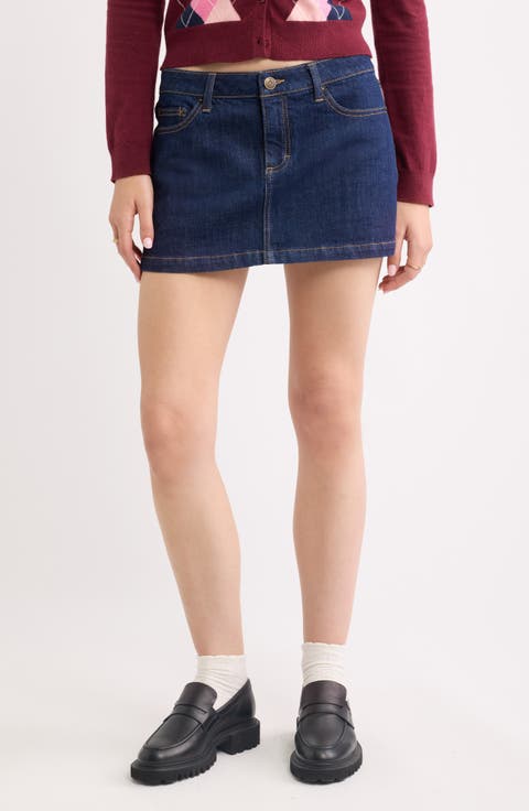Low Rise Denim Miniskirt