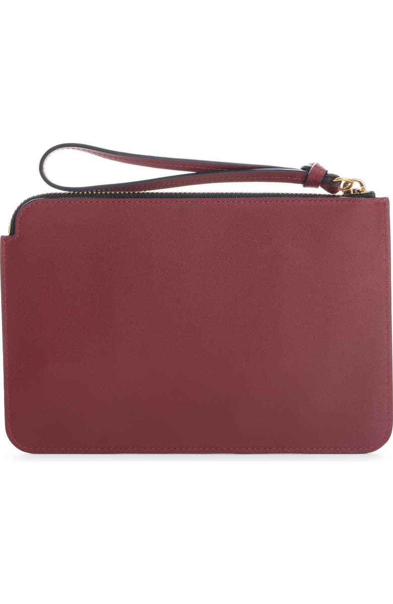 Isabel Marant Oskan Stud Leather Flat Pouch, Alternate, color, Burgundy