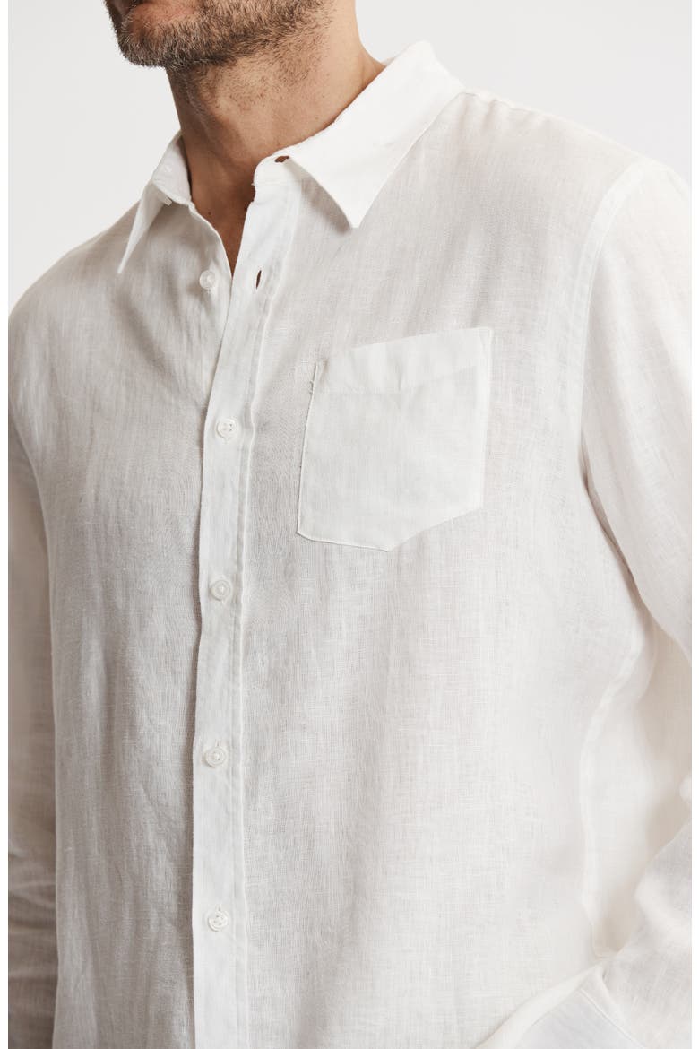 Solid Linen Long Sleeve Shirt, Alternate, color, WHITE