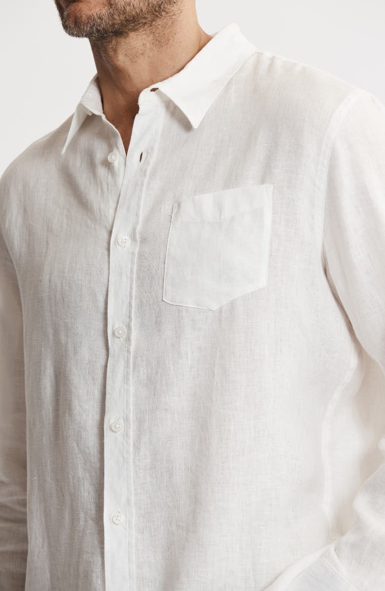 JACHS Solid Linen Long Sleeve Shirt, Alternate, color, White