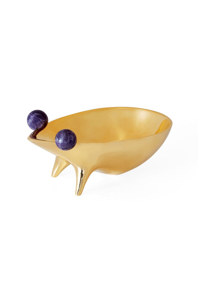 Brass Frog Decorative Bowl, Main, color, Gold with Amethyst