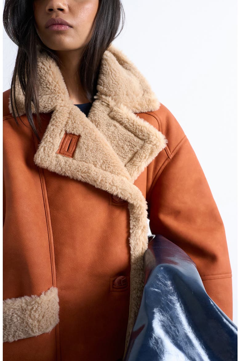 Faux Shearling Oversize Car Coat, Alternate, color, TAN MULTI
