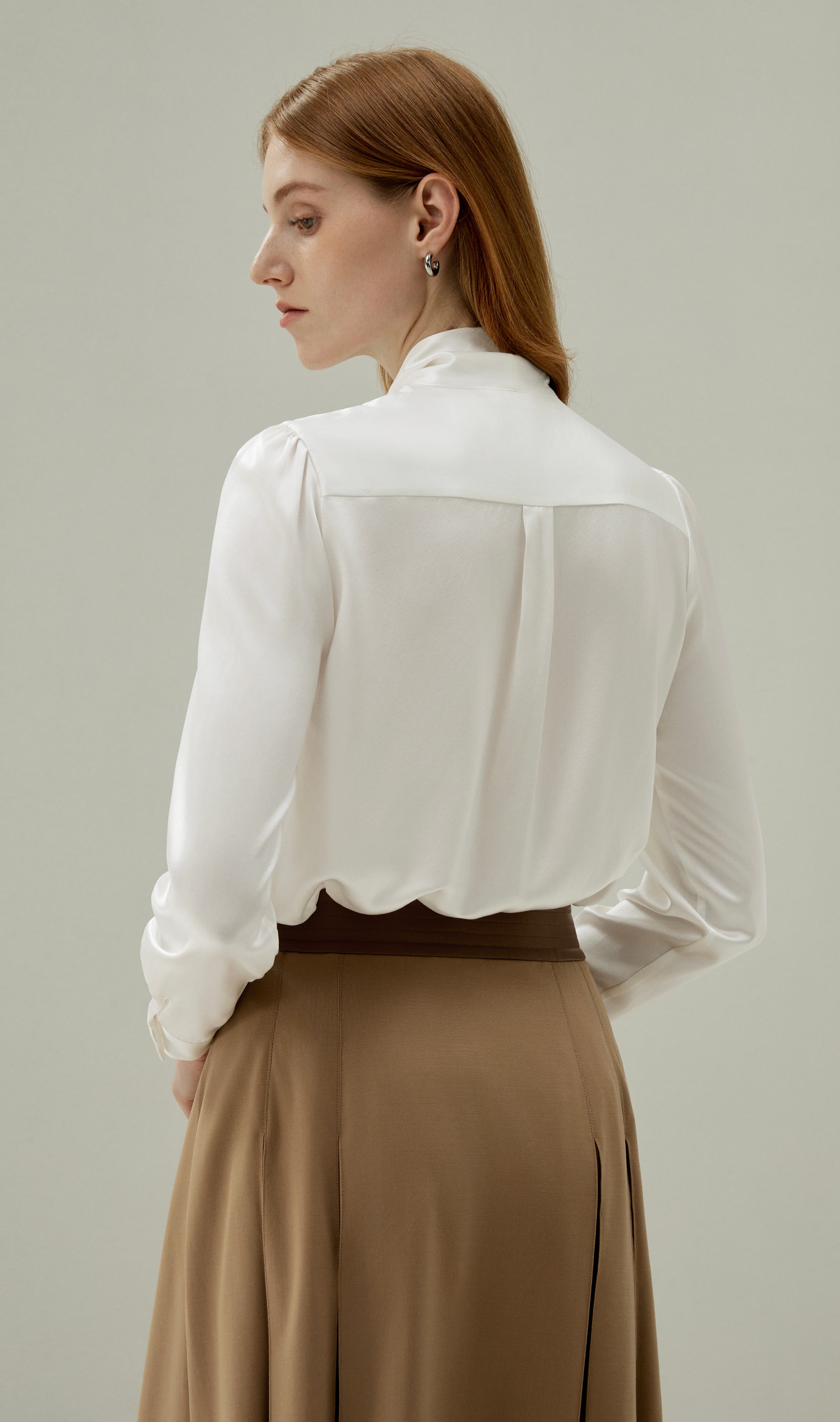 Bow-tie Neck Silk Blouse - image 2