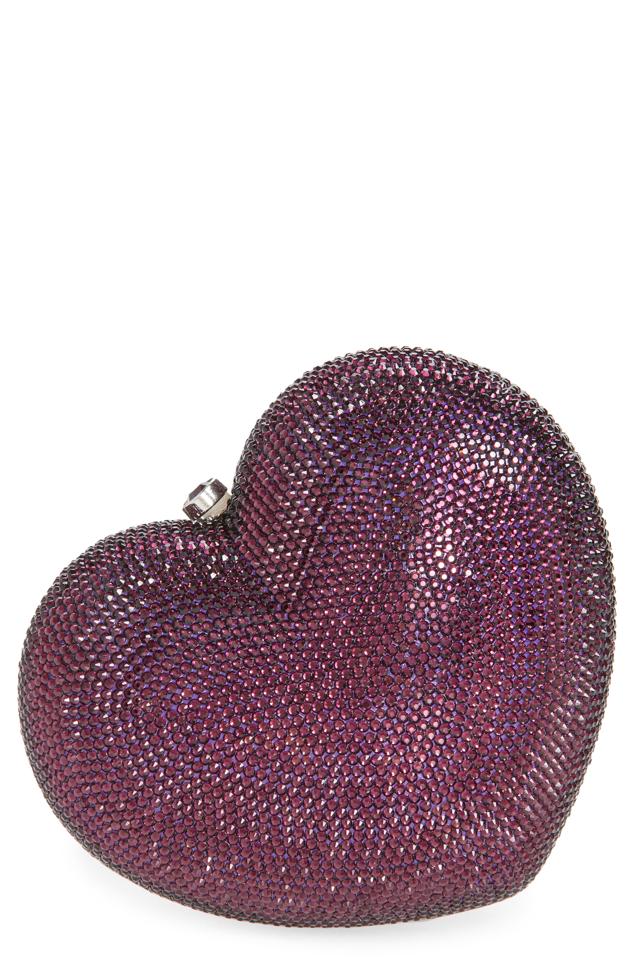 JUDITH LEIBER COUTURE Lamour Petite Coeur Heart Clutch, Main, color, Silver Amethyst