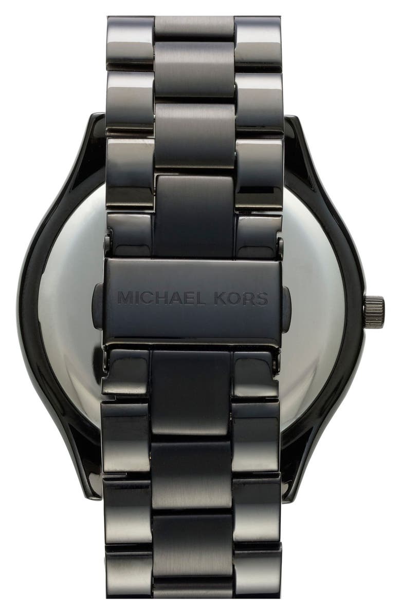 Michael Kors 'Slim Runway' Bracelet Watch, 42mm, Alternate, color, Black