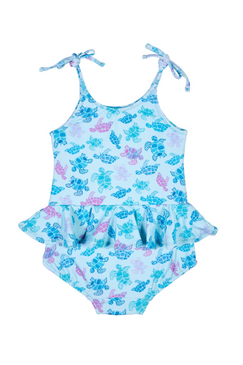 Turtle Print Skirted Swimsuit, Alternate, color, Multi
