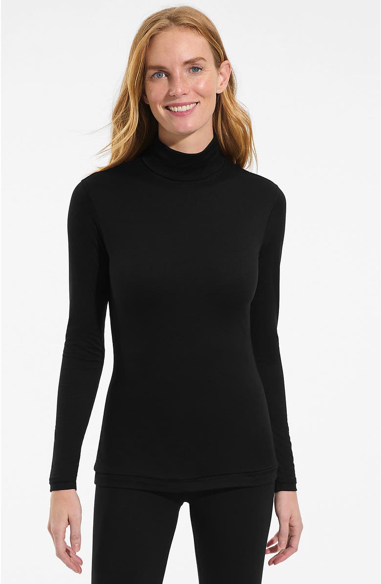 Lands
 End Baselayer Cozy Thermaskin Turtleneck Top, Main, color, Black