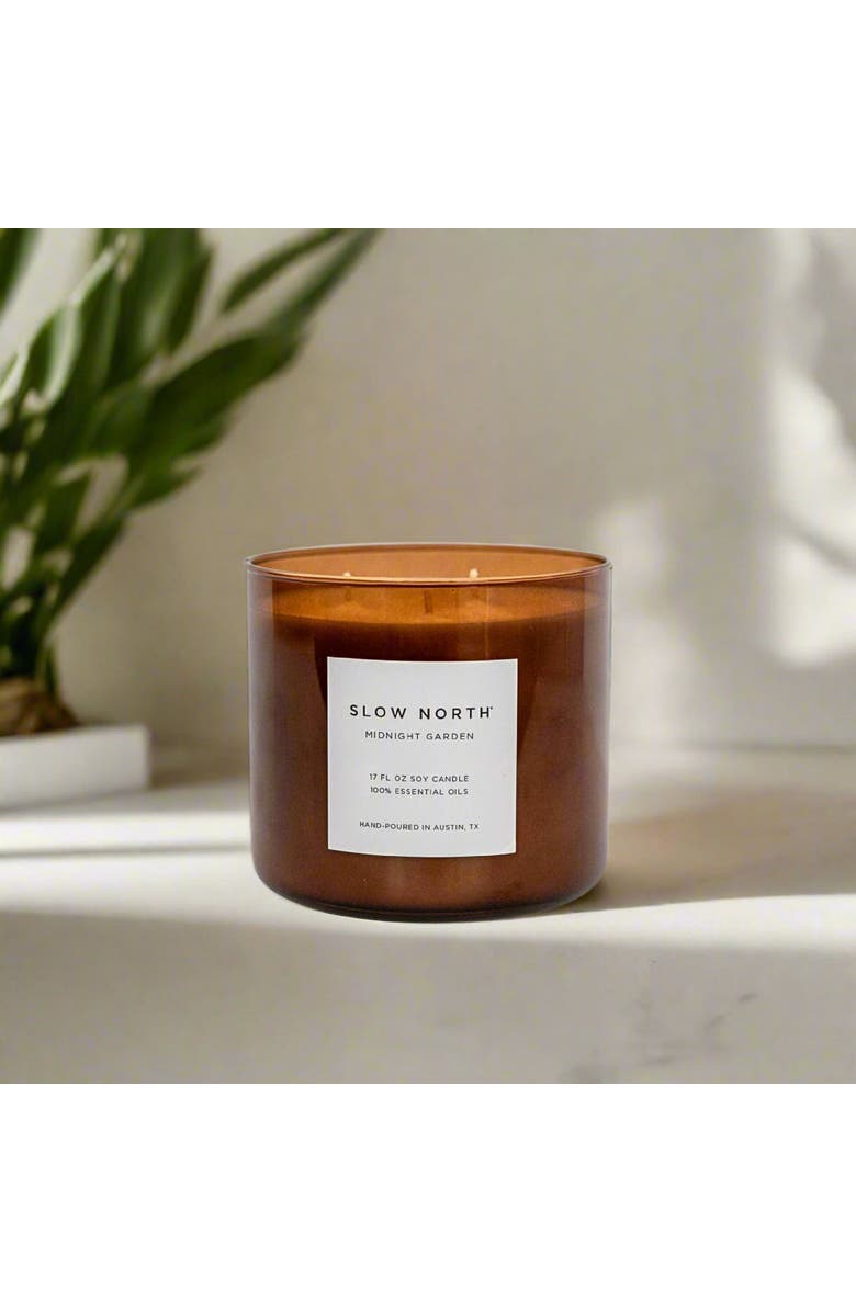 SLOW NORTH Midnight Garden (Lavender + Rosemary + Geranium) - Signature 3-Wick Candle, Alternate, color, Brown