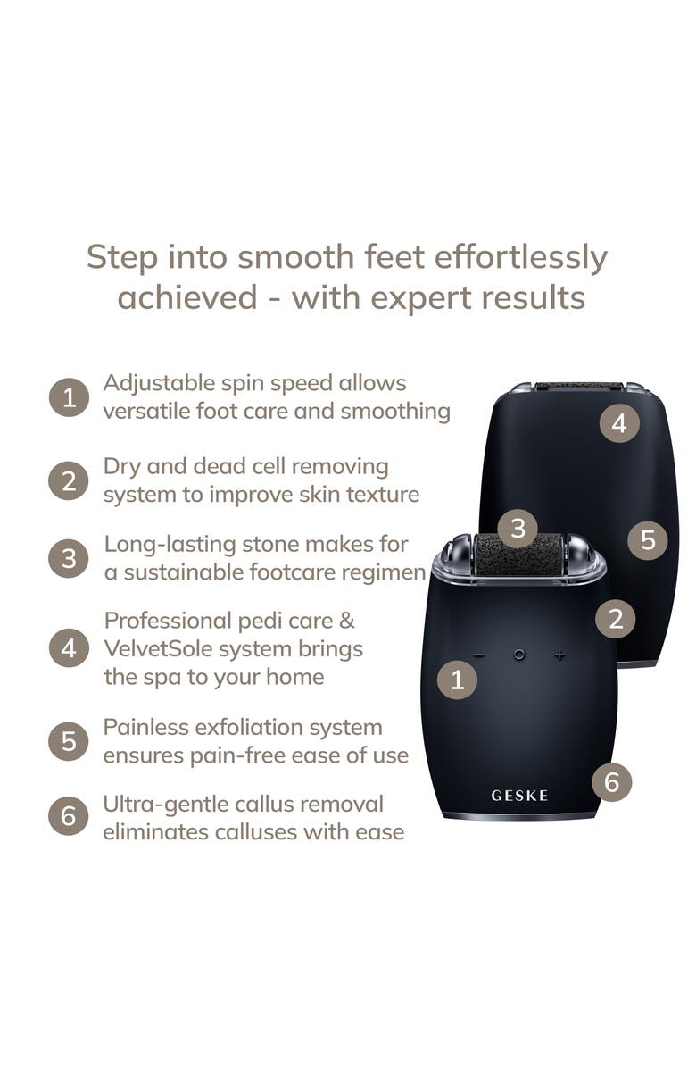 GESKE SmartAppGuided Electric Pumice Foot Smoothing Roller | 7 in 1, Alternate, color, Black