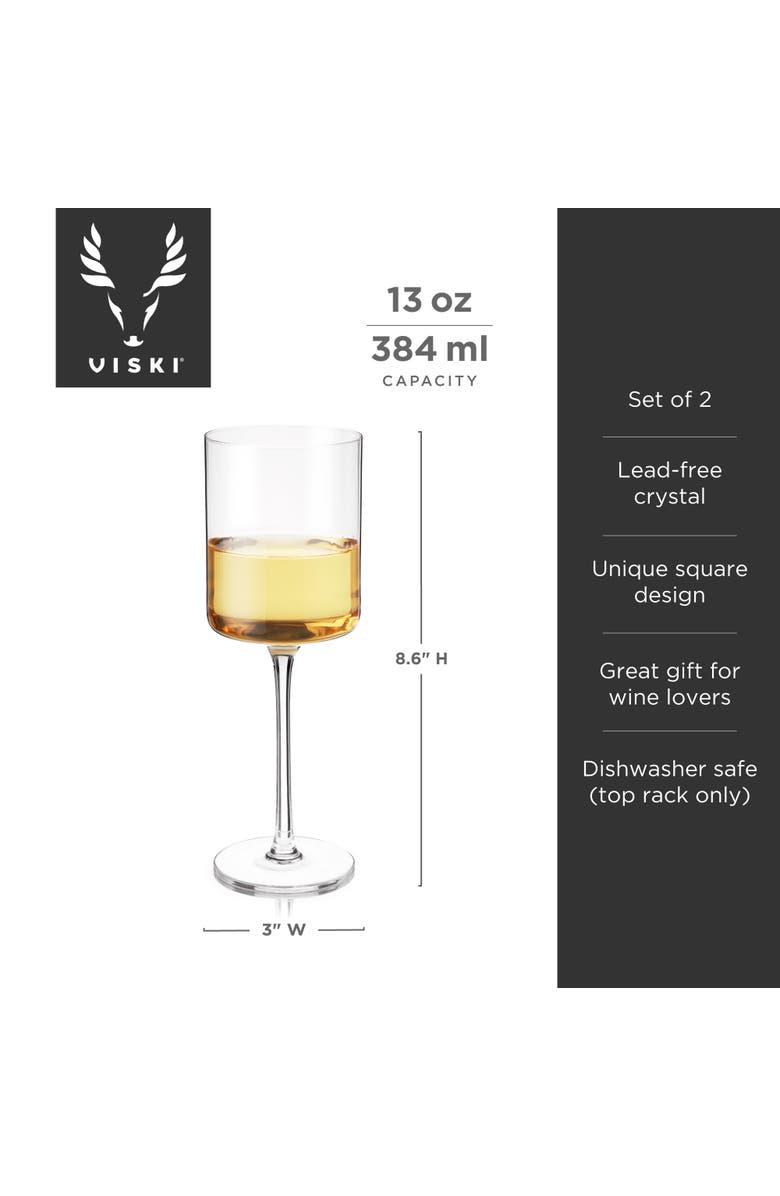 Viski Laurel Crystal White Wine Glasses Set of 2, Alternate, color, Clear