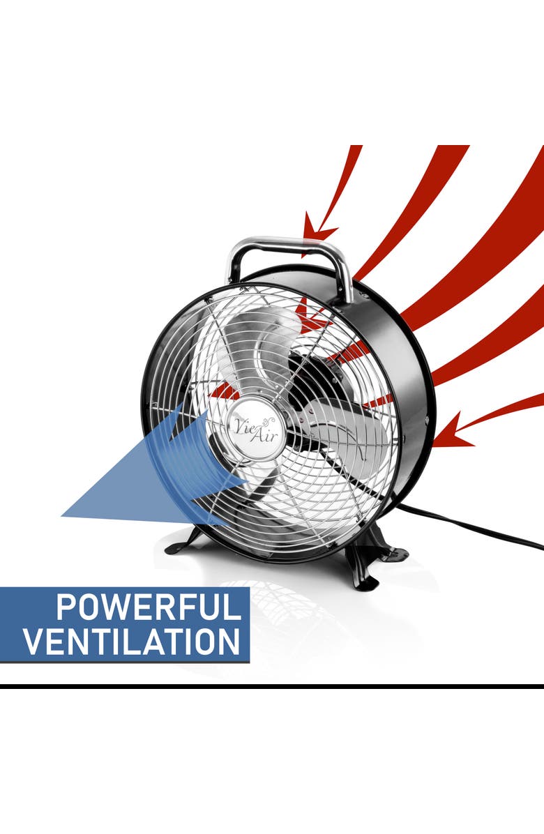 Vie Air 12 Inch High Velocity Dual Speed Retro Metal Drum Fan, Alternate, color, Black